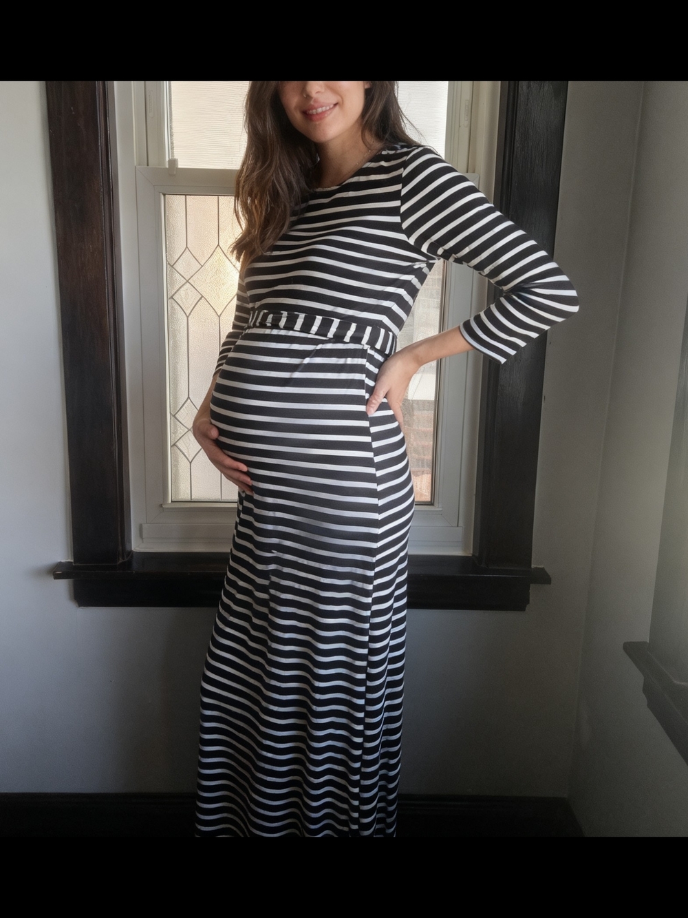 New Look Black & White Striped Maxi Dress